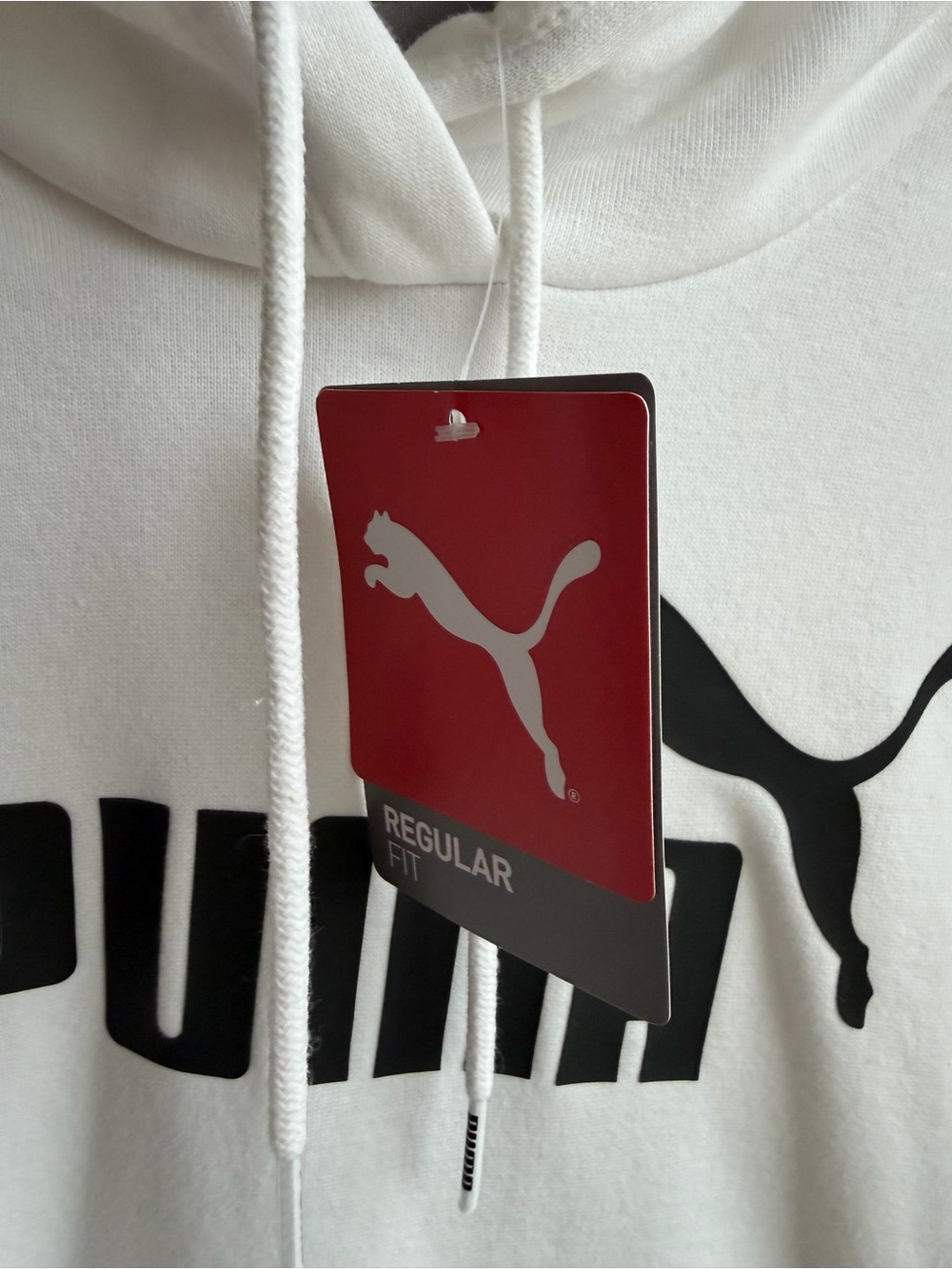 Puma White Hoodie Sweatshirt with Black Logo - Picture 4 of 5